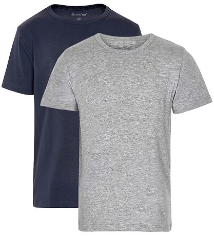 Minymo T-shirt - 2-Pack - Navy/Grey