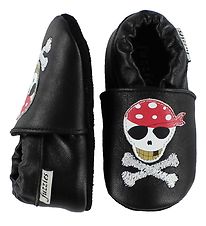 Fuzzies Soft Sole Leather Shoes - Philip - Black w. Pirate