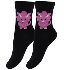 Fuzzies Sokken - 2-pack - Zwart m. Dino