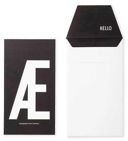 Design Letters Card w. Envelope - Black w. E