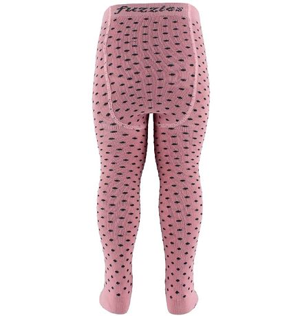 Fuzzies Tights - Vintage Rose w. Charcoal Dots
