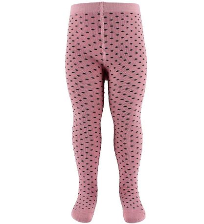 Fuzzies Tights - Vintage Rose w. Charcoal Dots