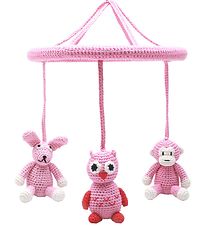 NatureZoo Baby Mobile - Pink w. Owl/Rabbit/Monkey