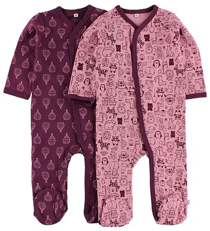 Pippi Nightsuits M/f - 2-Pack - Pink/Purple w. Print