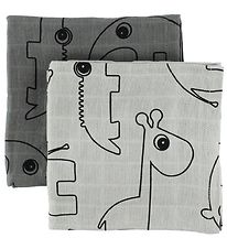 Done By Deer Muslin Cloth - 70x70 - 2-Pack - Grey w. Elphee