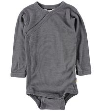Joha Wrap Bodysuit L/S - Wool/Silk - Dark Grey