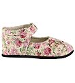 Chaussons Ballerines Fuzzies - Rose - Poudré av. Fleurs