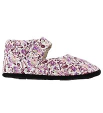Fuzzies Ballerina Slippers - Viola - White w. Flowers