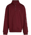 Tommy Hilfiger Sweatshirt - U Essential - Half Zip - Deep Rouge Tommy Hilfiger Sweatshirt - U Essential - Half Zip - Deep Rouge