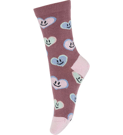 Melton Socks - Happy Hearts - Grape Shake Melton Socks - Happy Hearts - Grape Shake