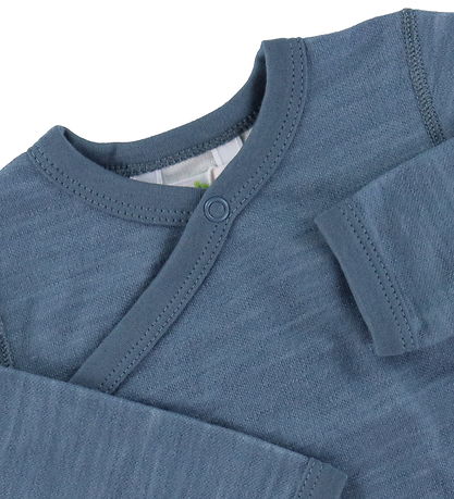 Joha Wrap Bodysuit L/æ - Wool/Bamboo - Blue