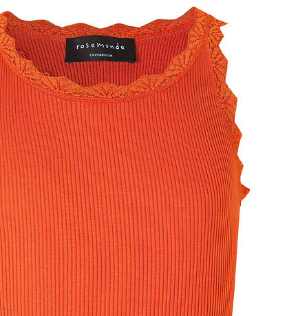 Top Rosemunde - Long - Soie/Coton - Cherry Tomate av. Dentelle Top Rosemunde - Long - Soie/Coton - Cherry Tomate av. Dentelle