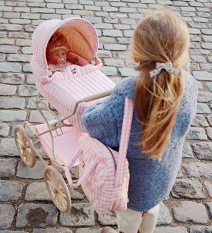 Konges Sløjd Doll Stroller - Powder Pink Check Konges Sløjd Doll Stroller - Powder Pink Check