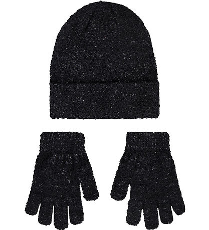 Nike Mütze/Handschuhe - Strick - Schwarz m. Glitzer Nike Mütze/Handschuhe - Strick - Schwarz m. Glitzer