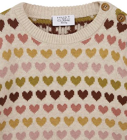 Hust and Claire Blouse - Knitted - Pani - Wheat Melange w. Heart Hust and Claire Blouse - Knitted - Pani - Wheat Melange w. Heart