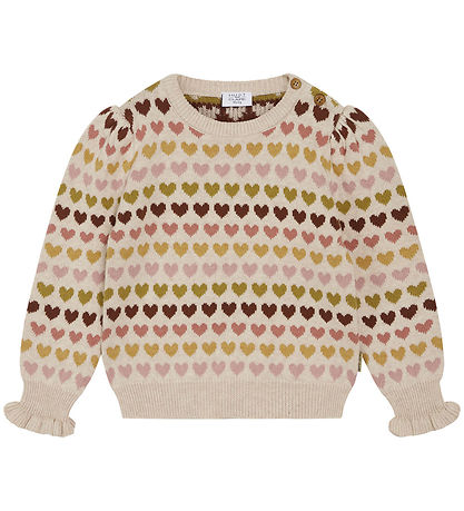 Hust and Claire Blouse - Knitted - Pani - Wheat Melange w. Heart Hust and Claire Blouse - Knitted - Pani - Wheat Melange w. Heart