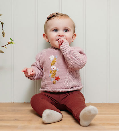 Hust and Claire Blouse - Knitted - Panya - Dusty Rose w. Flowers