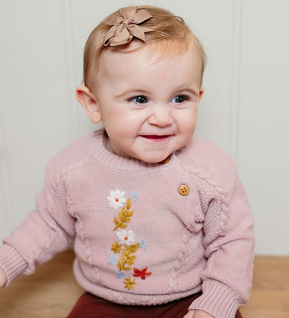 Hust and Claire Blouse - Knitted - Panya - Dusty Rose w. Flowers
