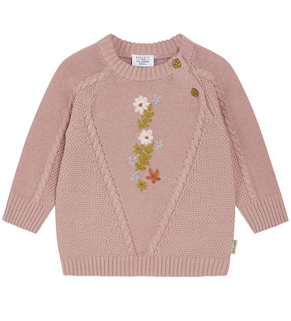Hust and Claire Blouse - Knitted - Panya - Dusty Rose w. Flowers