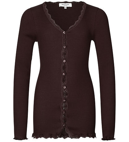Rosemunde Cardigan - Silk/Cotton - Rib - Dark Espresso