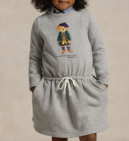 Polo Ralph Lauren Sweatkleid - Grau Meliert m. Kuscheltier Polo Ralph Lauren Sweatkleid - Grau Meliert m. Kuscheltier