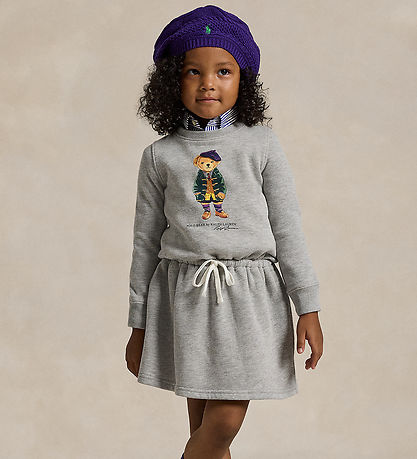 Polo Ralph Lauren Sweatkleid - Grau Meliert m. Kuscheltier Polo Ralph Lauren Sweatkleid - Grau Meliert m. Kuscheltier