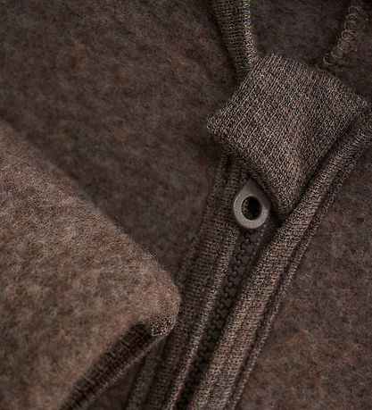 Huttelihut Pramsuit - Wool fleece - Brown Melange w. Ears Huttelihut Pramsuit - Wool fleece - Brown Melange w. Ears