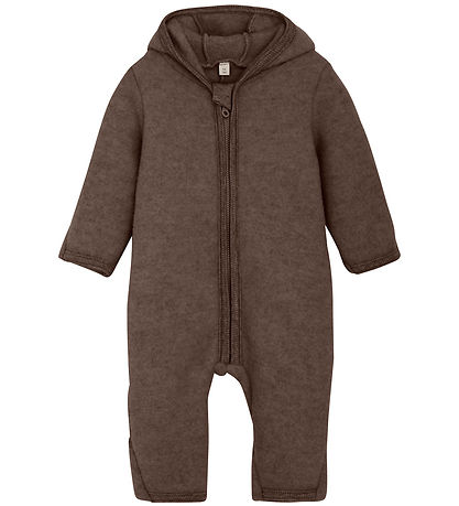 Huttelihut Pramsuit - Wool fleece - Brown Melange w. Ears Huttelihut Pramsuit - Wool fleece - Brown Melange w. Ears