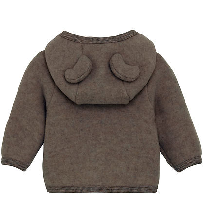 Huttelihut Cardigan - Wool fleece - Brown Melange w. Ears Huttelihut Cardigan - Wool fleece - Brown Melange w. Ears