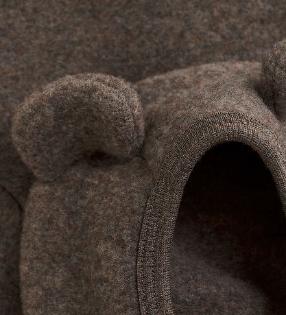 Huttelihut Cardigan - Wool fleece - Brown Melange w. Ears Huttelihut Cardigan - Wool fleece - Brown Melange w. Ears
