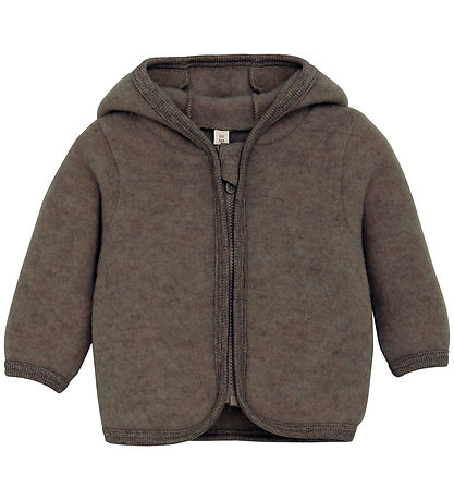 Huttelihut Cardigan - Wool fleece - Brown Melange w. Ears Huttelihut Cardigan - Wool fleece - Brown Melange w. Ears