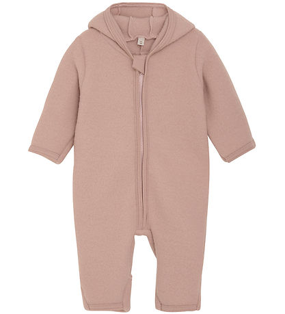 Huttelihut Pramsuit - Wool fleece - Mahogany Rose w. Ears Huttelihut Pramsuit - Wool fleece - Mahogany Rose w. Ears