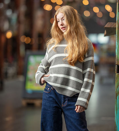 Hound Blouse - Gebreid - Stripe Breien - Grey