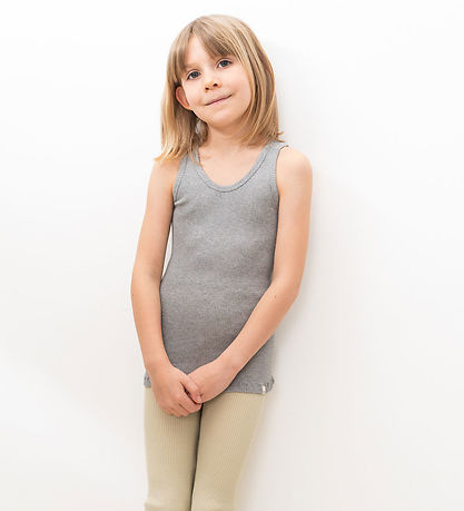 Minimalisma Topp - Rib - Silke/Bomull - Billund - Grey Melange