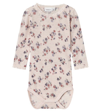Name It Bodysuit L/æ - Wool - Noos - NbfWang - Lilac Ash w. Poin