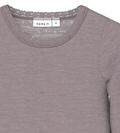 Name It Bodysuit L/æ - Wool - Noos - NmfWang - Purple Dove w. Po