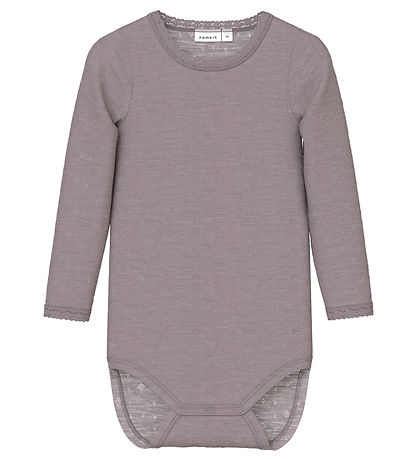 Name It Bodysuit L/æ - Wool - Noos - NmfWang - Purple Dove w. Po