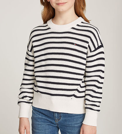 Tommy Hilfiger Blouse - Knitted - Essential Stripe - Ancient Whi Tommy Hilfiger Blouse - Knitted - Essential Stripe - Ancient Whi