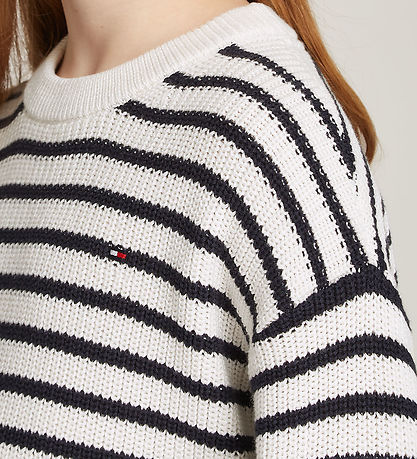 Tommy Hilfiger Blouse - Knitted - Essential Stripe - Ancient Whi Tommy Hilfiger Blouse - Knitted - Essential Stripe - Ancient Whi