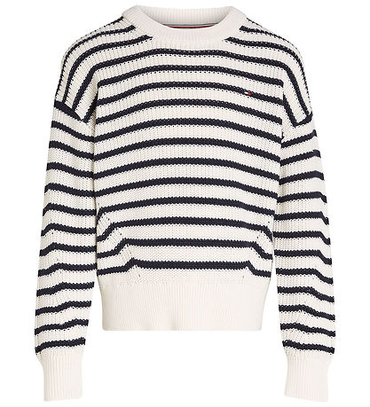Tommy Hilfiger Blouse - Knitted - Essential Stripe - Ancient Whi Tommy Hilfiger Blouse - Knitted - Essential Stripe - Ancient Whi