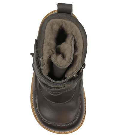 Pom Pom Winter Boots - Rub Sole Velcro Tex - Asphalt