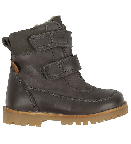Pom Pom Winter Boots - Rub Sole Velcro Tex - Asphalt Pom Pom Winter Boots - Rub Sole Velcro Tex - Asphalt