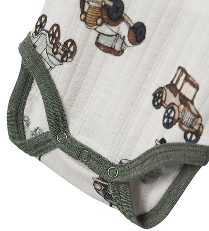 Name It Bodysuit L/æ - Wool - Noos - NbmWang - Snow White w. Car