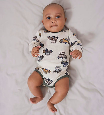 Name It Bodysuit L/æ - Wool - Noos - NbmWang - Snow White w. Car