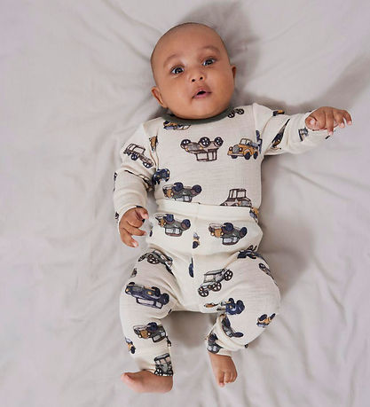 Name It Bodysuit L/æ - Wool - Noos - NbmWang - Snow White w. Car