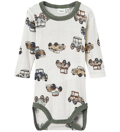Name It Bodysuit L/æ - Wool - Noos - NbmWang - Snow White w. Car