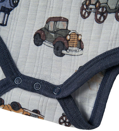 Name It Bodysuit L/æ - Wool - Noos - NbmWang - Grey Dawn w. Cars
