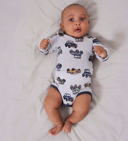 Name It Bodysuit L/æ - Wool - Noos - NbmWang - Grey Dawn w. Cars