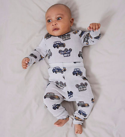 Name It Bodysuit L/æ - Wool - Noos - NbmWang - Grey Dawn w. Cars