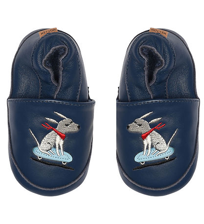 Melton Soft Sole Leather Shoes - Navy Academy w. Skate Dog
